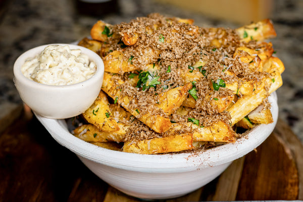 Parmesan Truffle Fries with Garlic Truffle Aioli